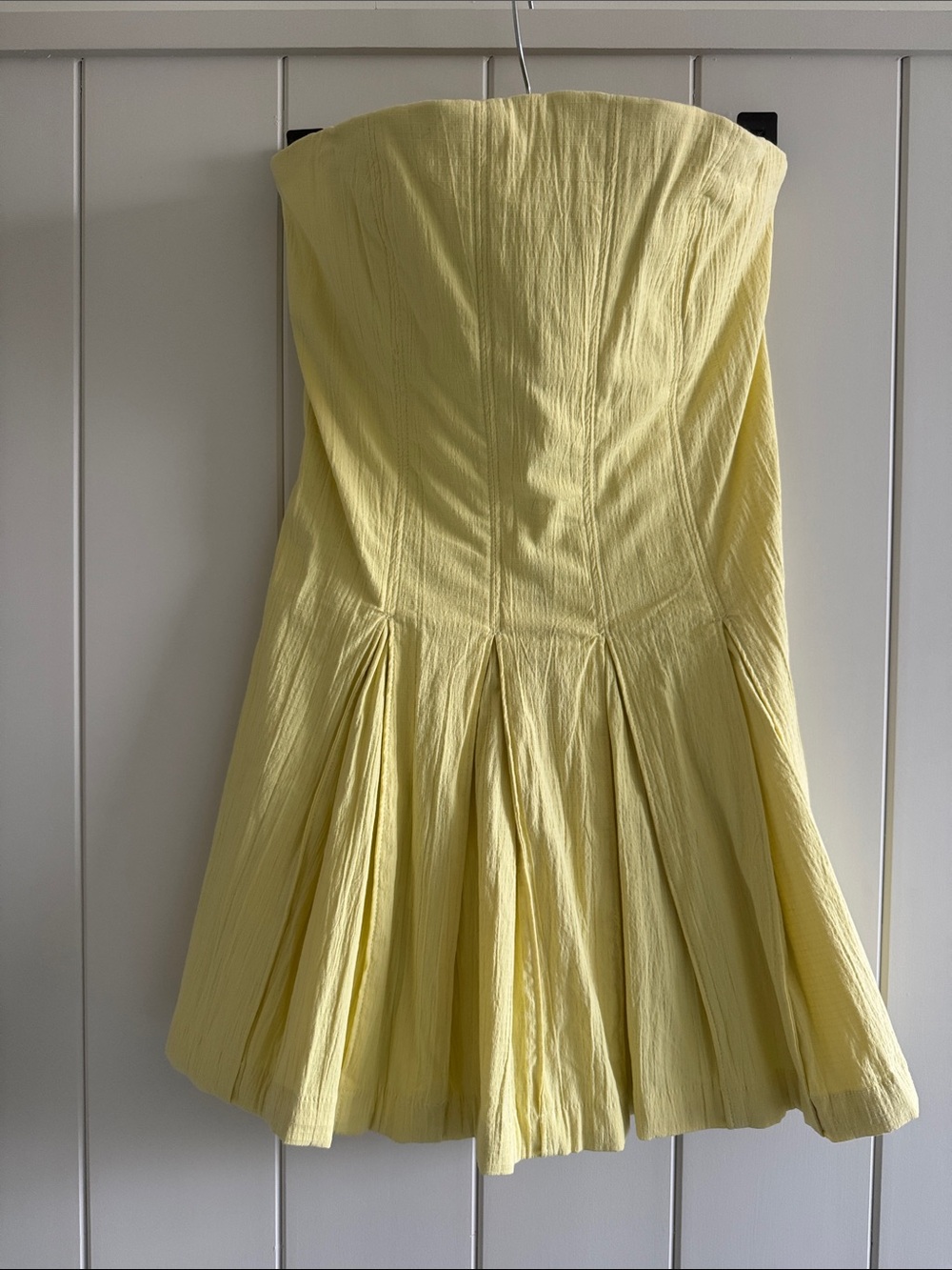 Free People Strapless mini dress in Pale Yellow sz Small